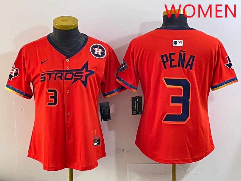 Women Houston Astros 3 Pena Orange Fourth generation Joint Name Nike 2025 MLB Jersey style 5